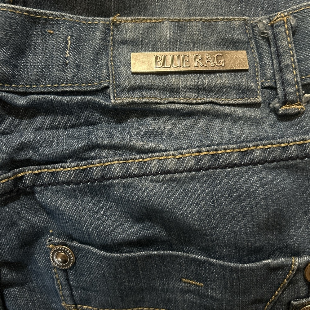 Blue Rag Classic Distressed Blue Denim Straight-leg Jeans ~ Size 30 - Picture 3 of 6